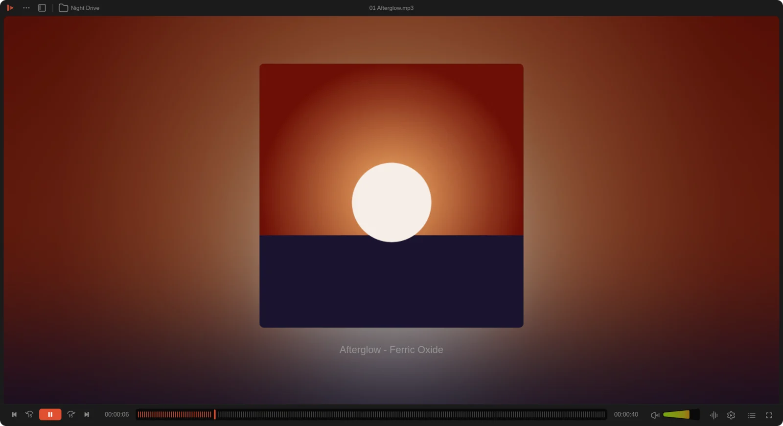 The music player with a blurred album cover